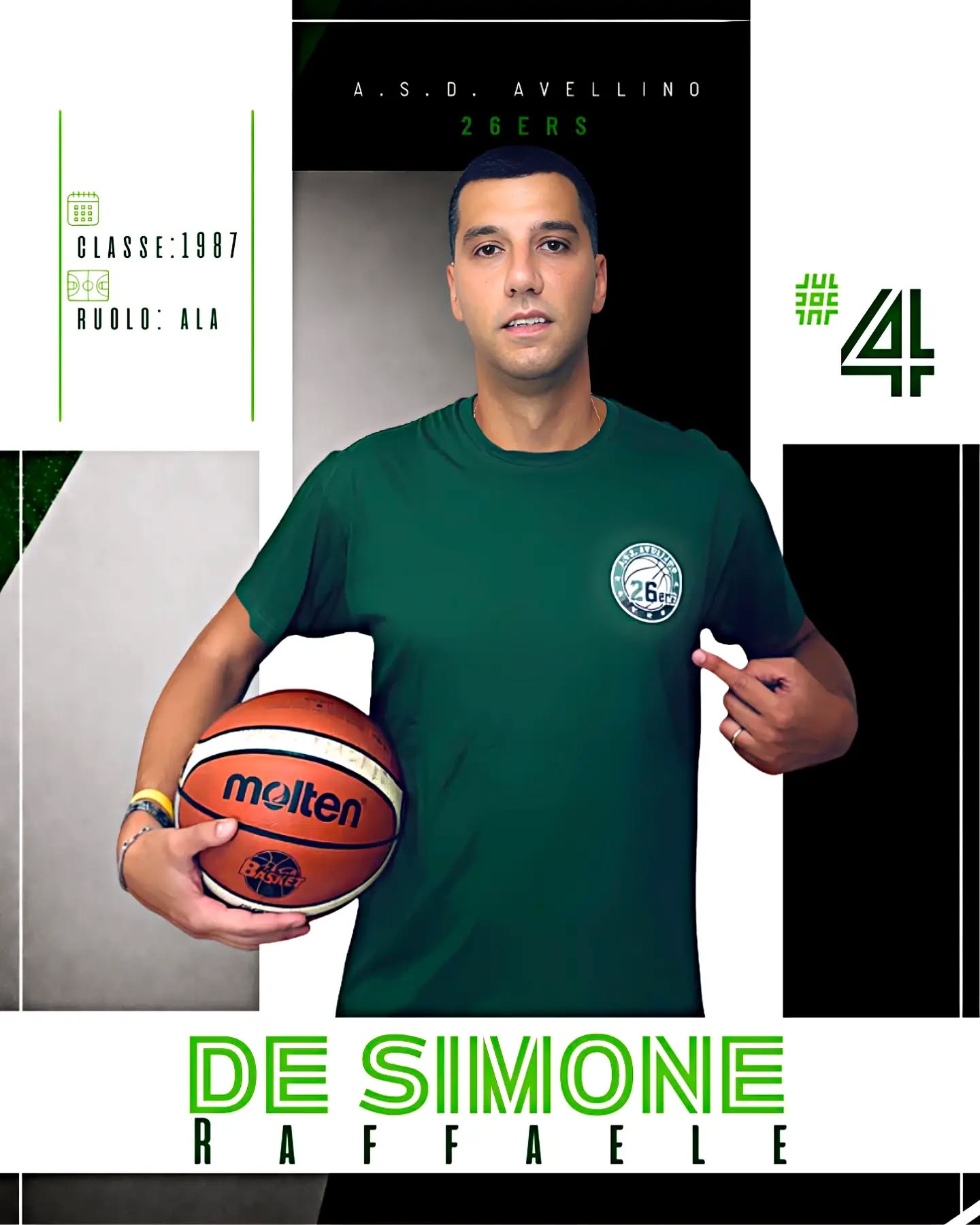 Raffaele De Simone nella grafica ufficiale del club