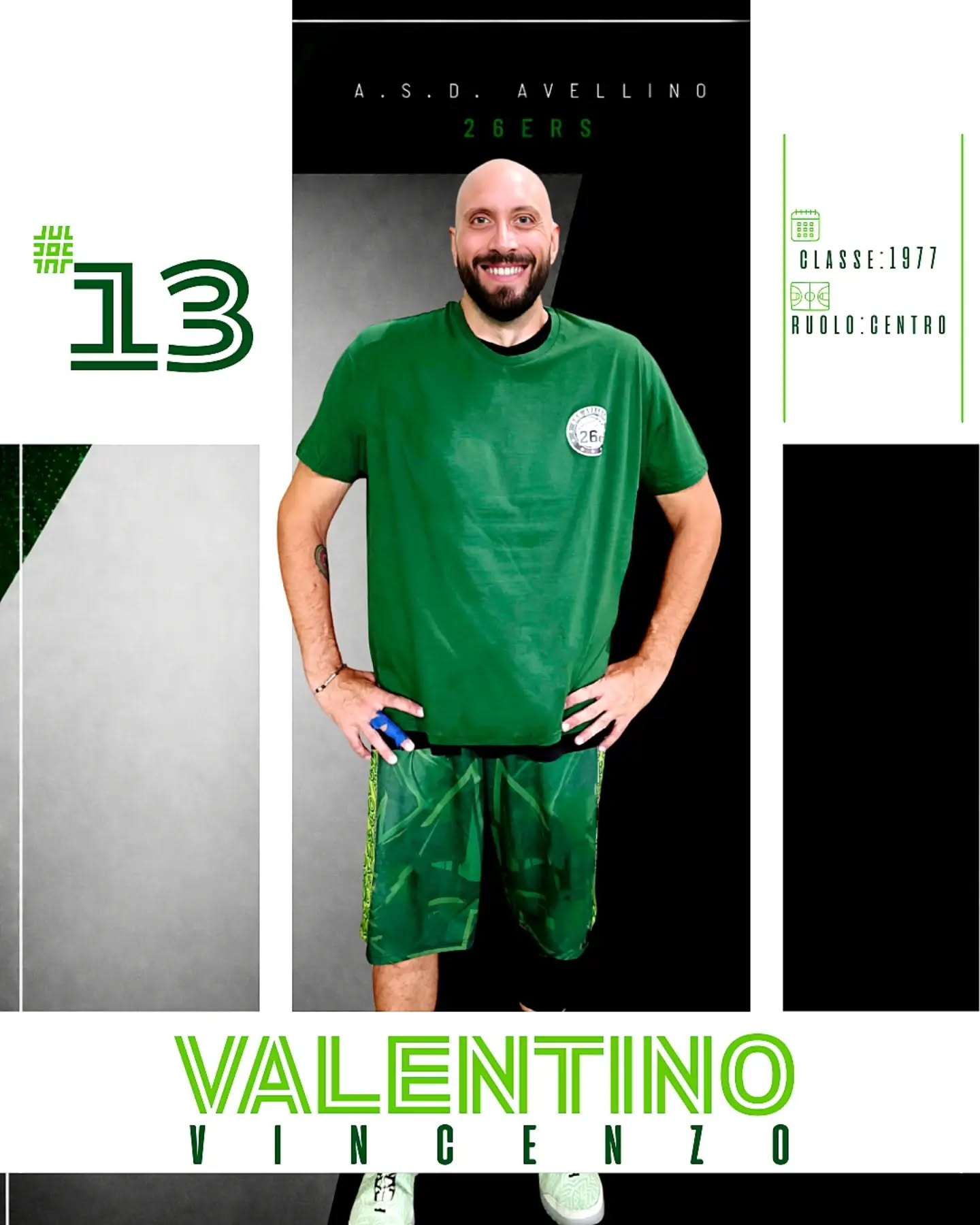 Vincenzo Valentino nella grafica ufficiale del club